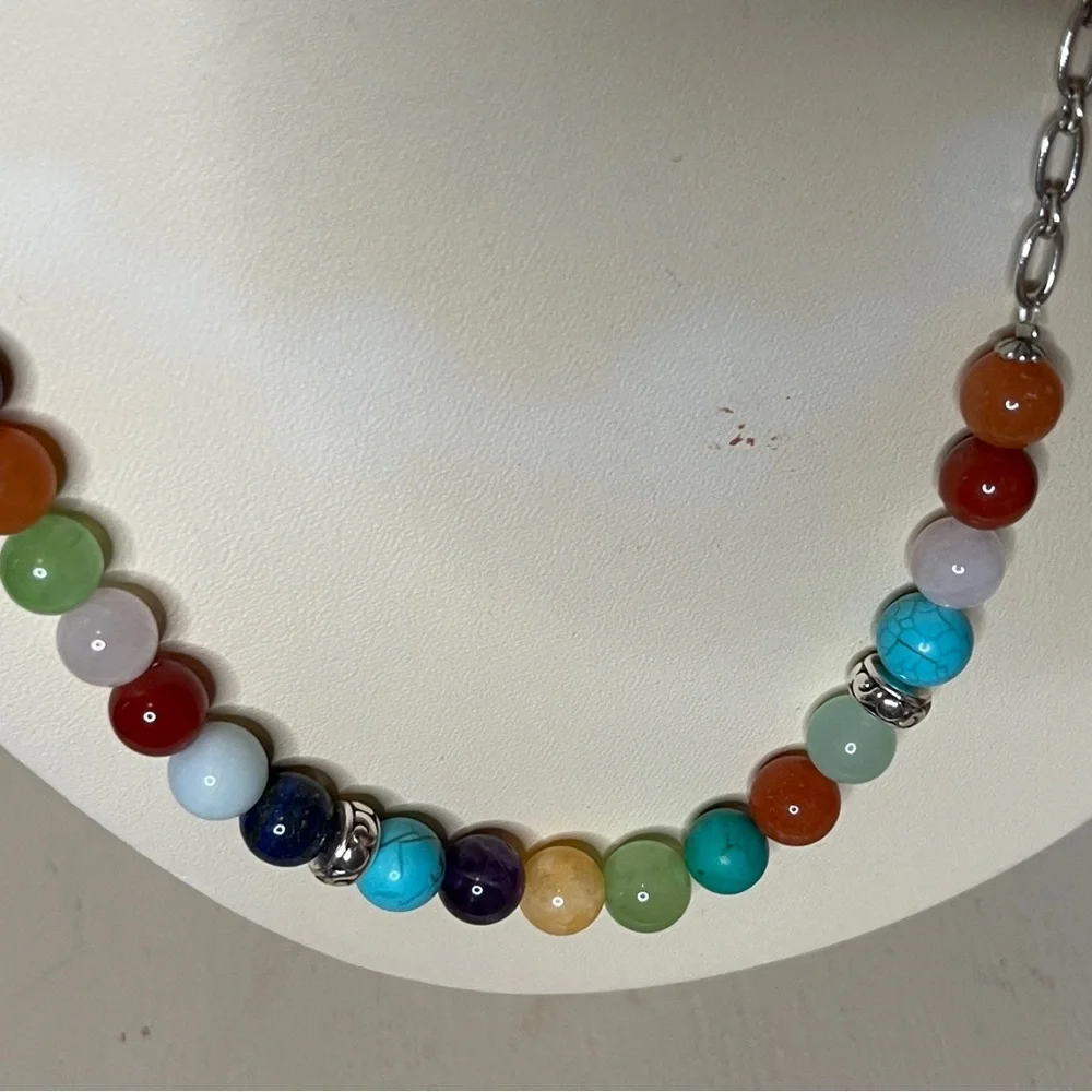 Brighton Contempo Confetti Necklace Length 18" - 22" Colorful semi-precious bead - Picture 5 of 5